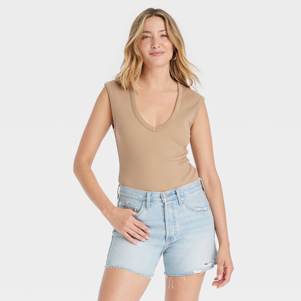 EUC Universal Thread Ribbed Bodysuit - Light Brown - size XL